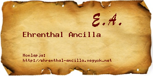 Ehrenthal Ancilla névjegykártya
